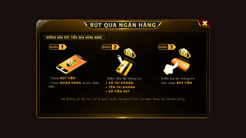Phương thức rút tiền Go88 qua ngân hàng an toàn và có hạn mức giao dịch cao